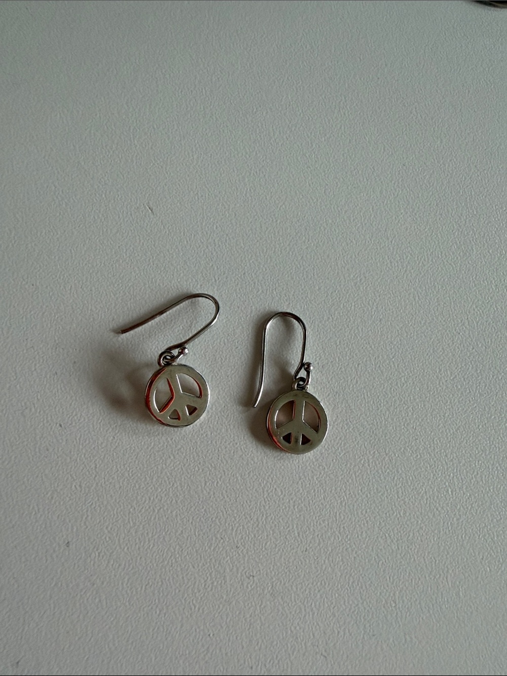 Coach Y2K Sterling Silver Peace Sign CutOut Dangle Earrings